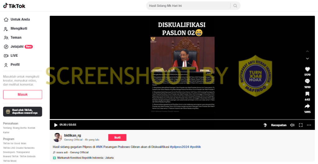  [HOAKS atau FAKTA]: MK Diskualifikasi Paslon 02 Prabowo-Gibran