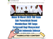 [HOAKS atau FAKTA] : Cek Rekening !  Pemerintah Kasih THR untuk Seluruh Rakyat Indonesia