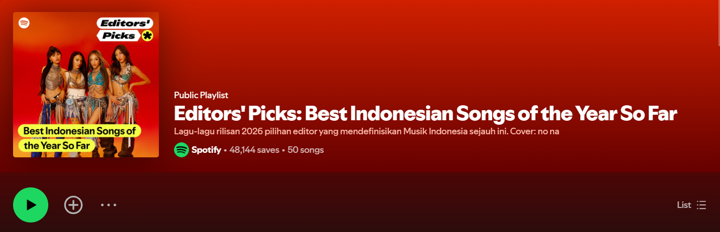 Lagu Rollerblade dari No Na diputar 11,6 juta kali di Spotify