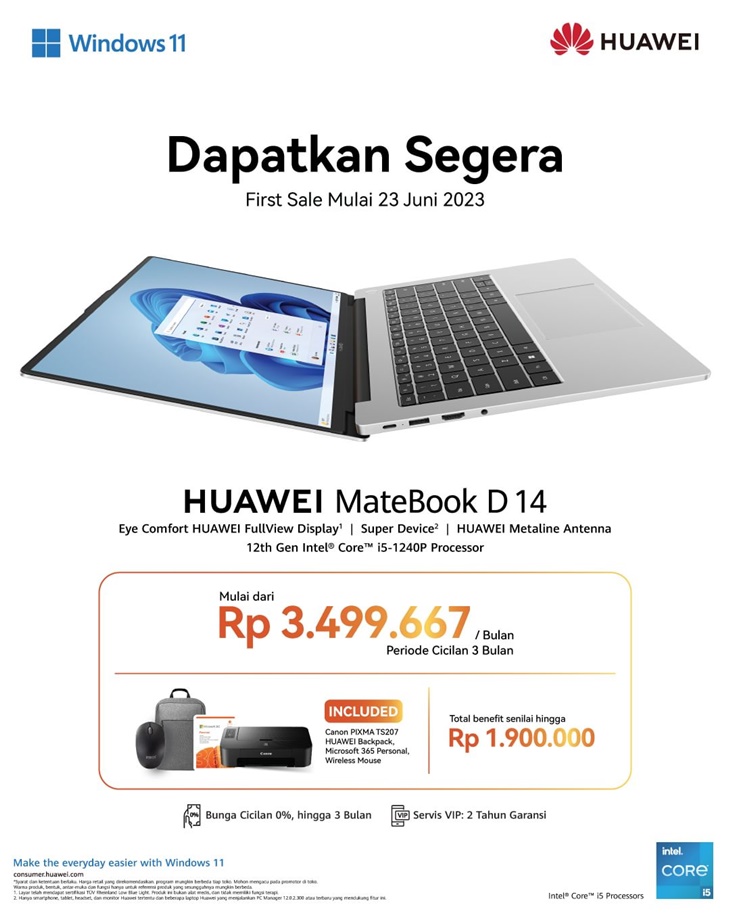 HUAWEI Rilis Laptop D14 dan 15, Cocok untuk Menunjang Produtivitas