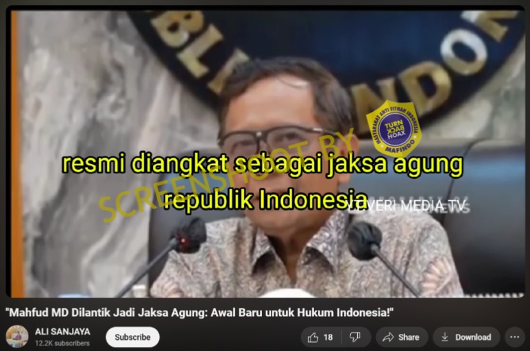[HOAKS atau FAKTA] : Mahfud Md Ditunjuk Prabowo jadi Jaksa Agung