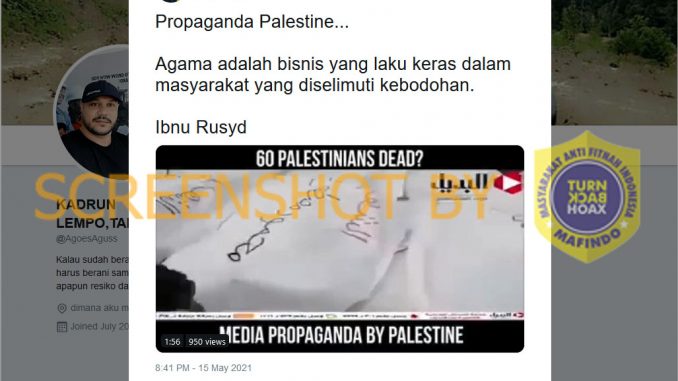 Tangkapan layar hoaks soal Palestina. (Foto: Antara)