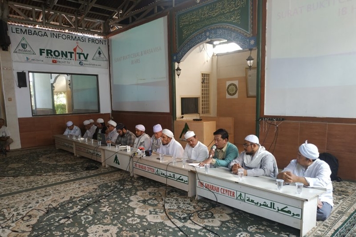 Konferensi Pers FPI soal Habib Rizieq Syihab di Kantor DPP FPI, Jakarta, Senin (11-11-2019). ANTARA/Boyke Ledy Watra