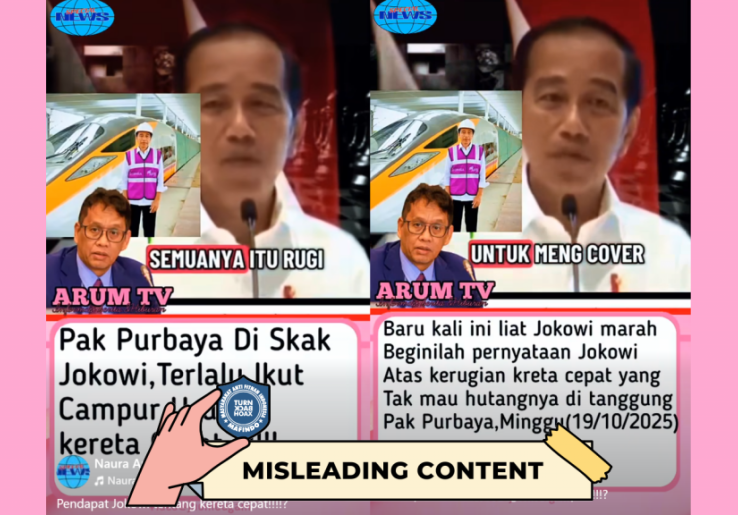 [HOAKS atau FAKTA]: Jokowi Murka Terhadap Purbaya karena Ogah Lunasi Utang Kereta Cepat