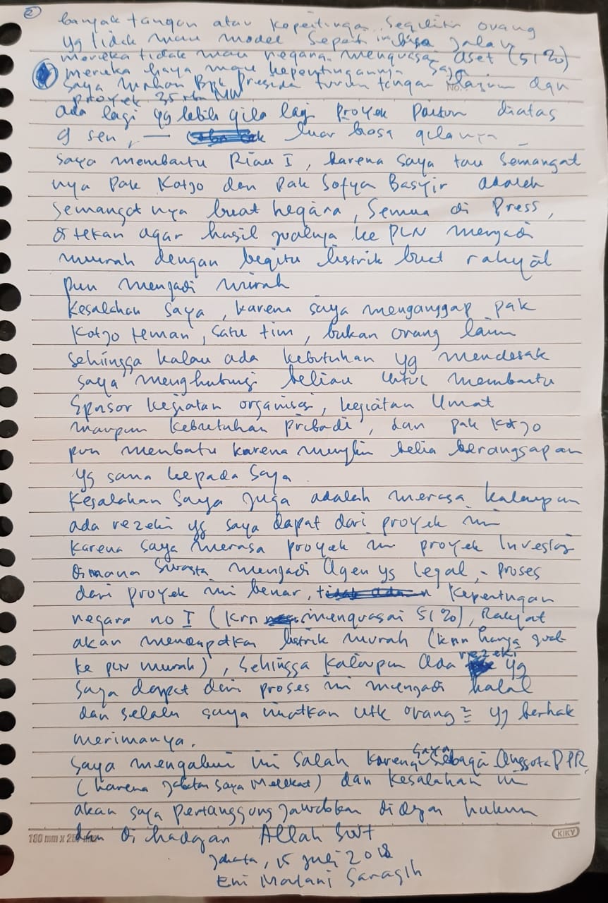 Isi surat Eni Saragih