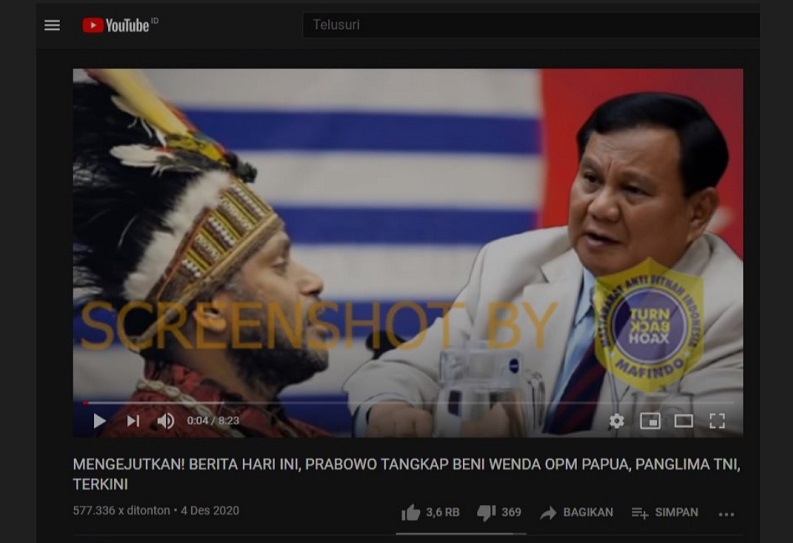 [HOAKS atau FAKTA]:Menhan Prabowo Tangkap Pentolan Papua Merdeka Benny Wenda