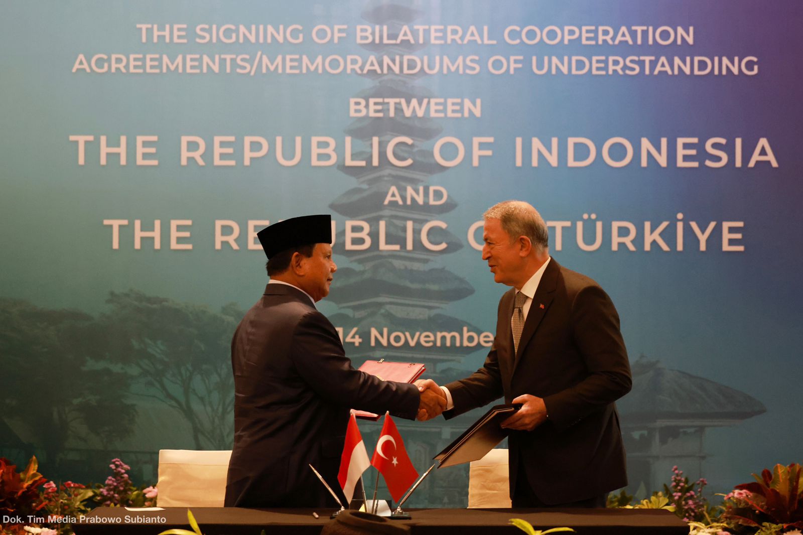 Prabowo Teken Kerja Sama Bilateral Bidang Pertahanan RI-Turki