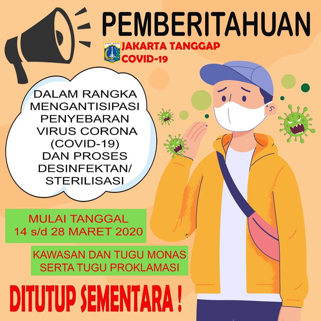 Monas ditutup untuk sementara waktu (Foto: Instagram/monumen.nasional)