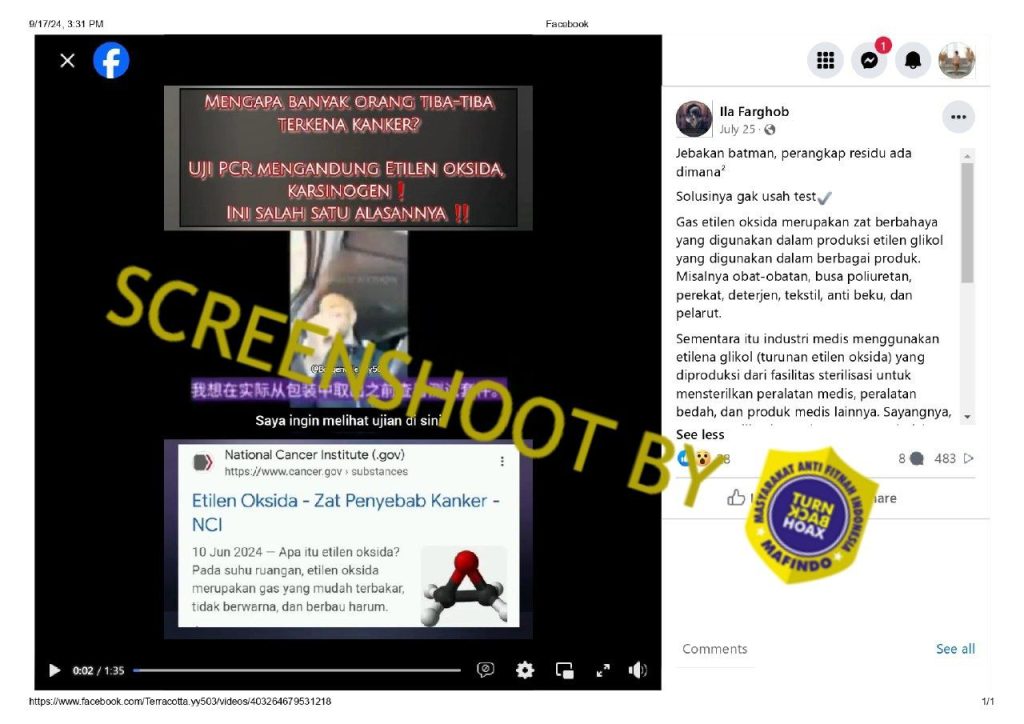 [HOAKS atau FAKTA]: Alat Uji PCR Menyebabkan Penyakit Kanker