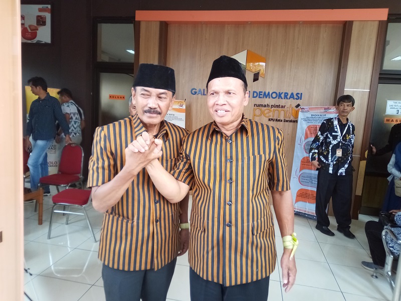 Pasangan independen, Bagyo Wahyono-FX Supardjo (Bajo) maju Pilwakot Solo, Jumat (21/8). (MP/Ismail).