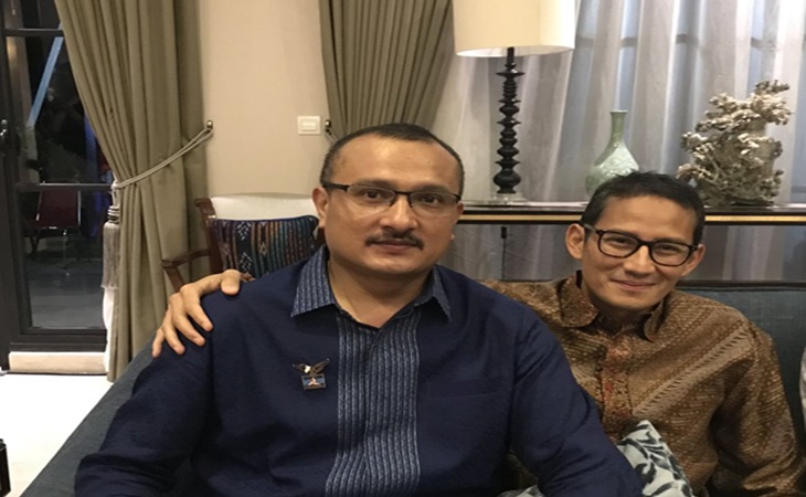 Politisi Demokrat Ferdinand Hutahaean bersama Sandiaga Uno