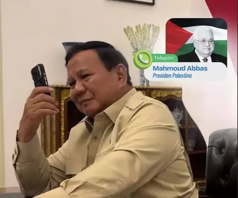 Presiden Mahmoud Abbas Telepon Prabowo, Puji Kesetiaan Indonesia Bela Palestina