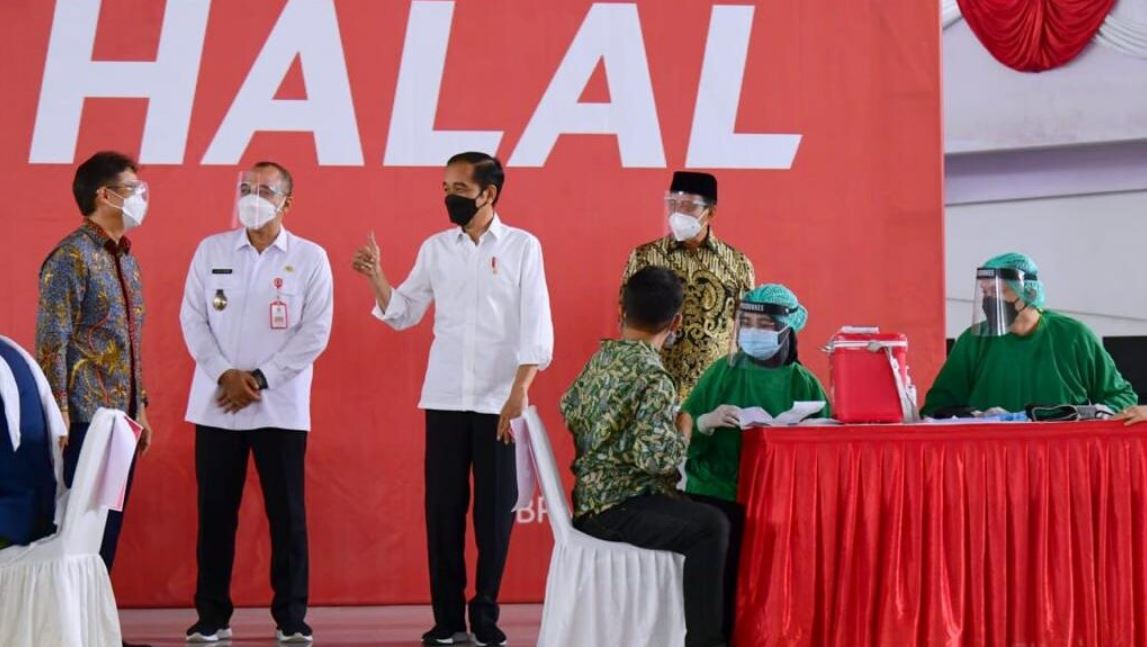 Presiden Jokowi pantau vaksinasi. (Foto: Antara)