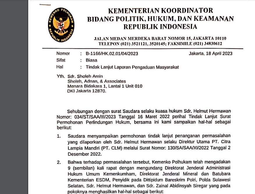 Rekomendasi Kemenkopolhukam Soal Kasus Helmut Harus Ditindaklanjuti Dirjen AHU