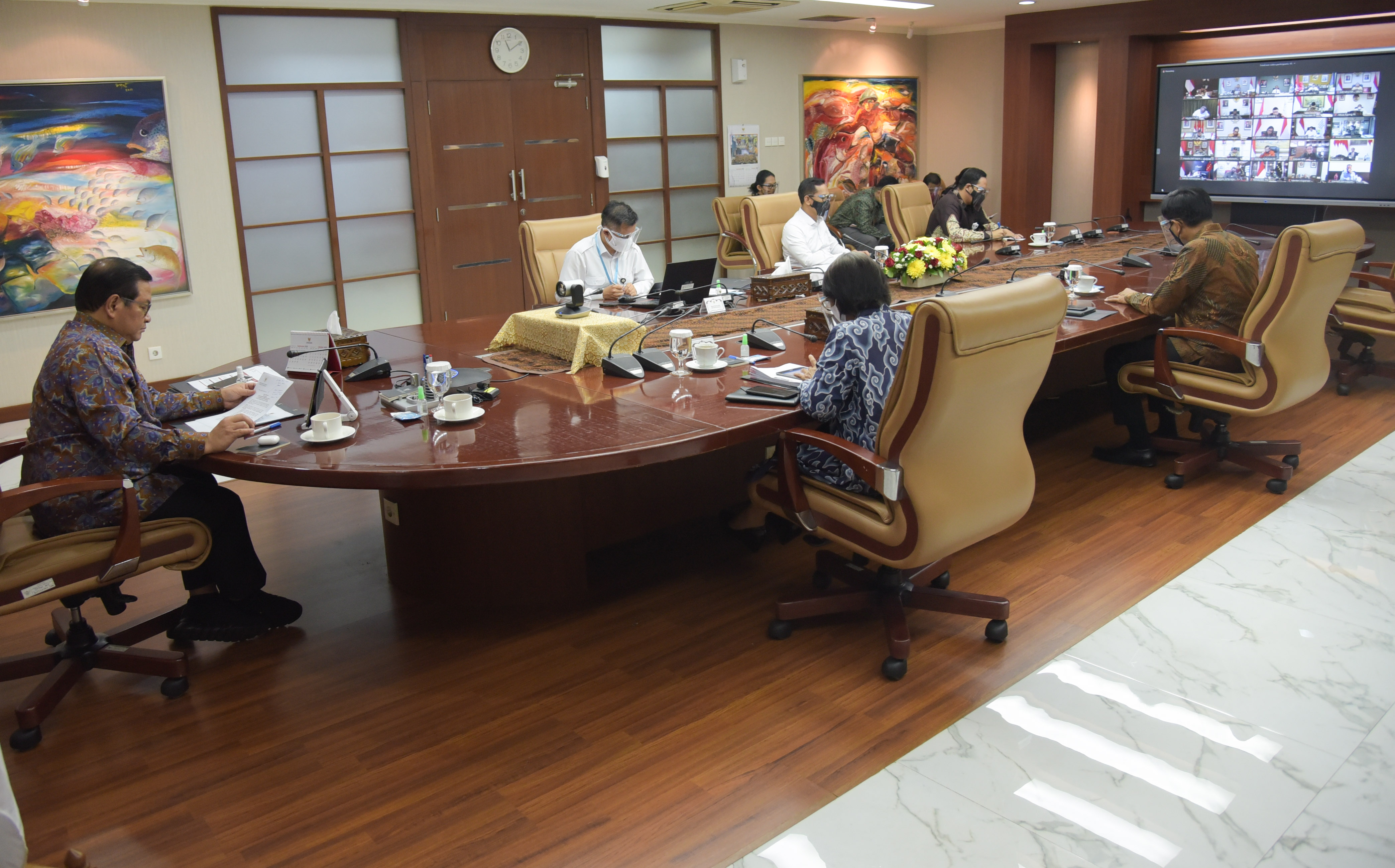 Rapat Daring di Istana. (Foto: Setkab)