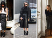 Tampil Edgy dengan Midi Skirt Kulit