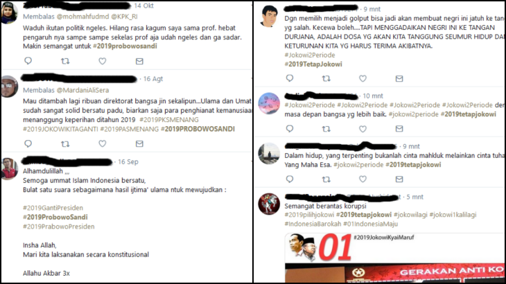 Tagar tentang dua pasangan calon berada di urutan kelima dan keenam (Sumber: Twitter)