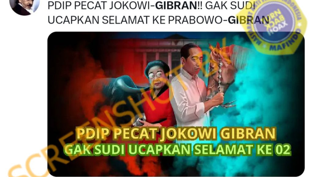 [HOAKS atau FAKTA] : Jokowi dan Gibran Dipecat dari PDIP