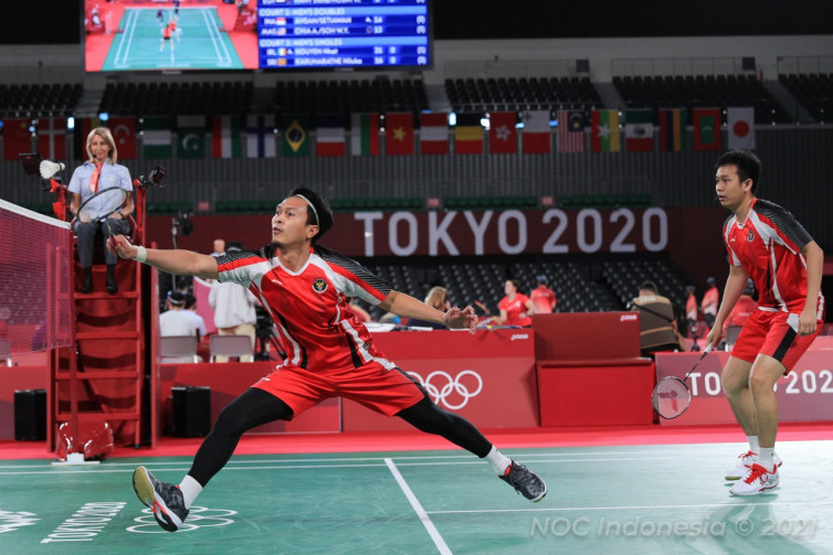 Pasangan ganda putra Indonesia, Hendra Setiawan/Mohammad Ahsan