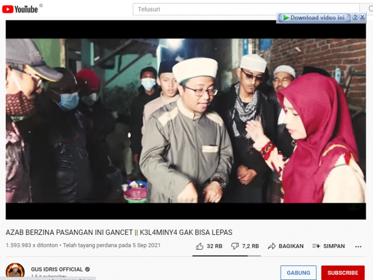Tangkapan layar video asli terkait hoaks penggerebekan pasangan gancet akibat terkena azab. (Foto: MP/Turnbackhoax.id)