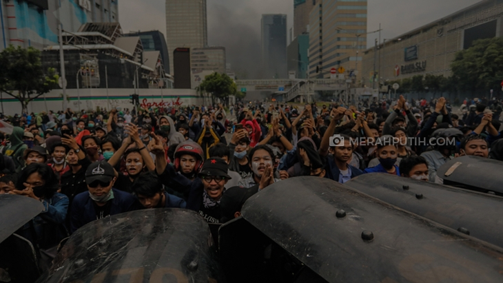   Demonstrasi menolak UU Cipta Kerja di Jakarta. (Foto: MP/Rizki Fitrianto)