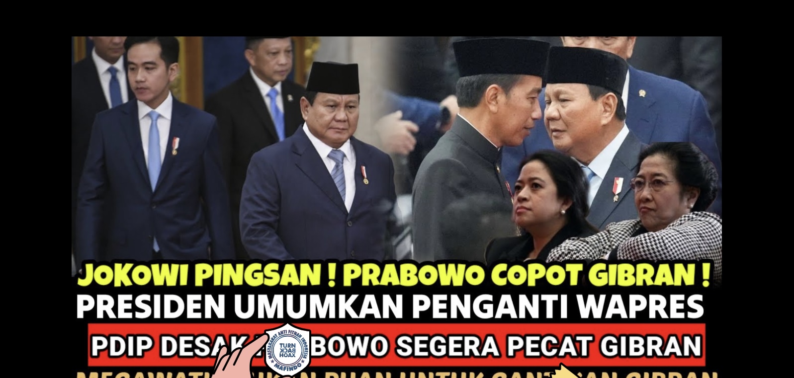 [HOAKS atau FAKTA] : Prabowo Pecat Gibran Bikin Jokowi Pusing, PDIP Langsung Ajukan Puan Maharani