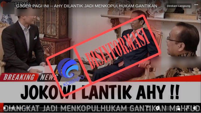 [HOAKS atau FAKTA]: Presiden Joko Widodo Melantik AHY Sebagai Menkopolhukam