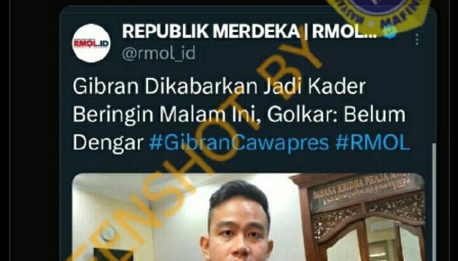 [HOAKS atau FAKTA] Keluar dari PDIP, Gibran Berlabuh ke Partai Golkar