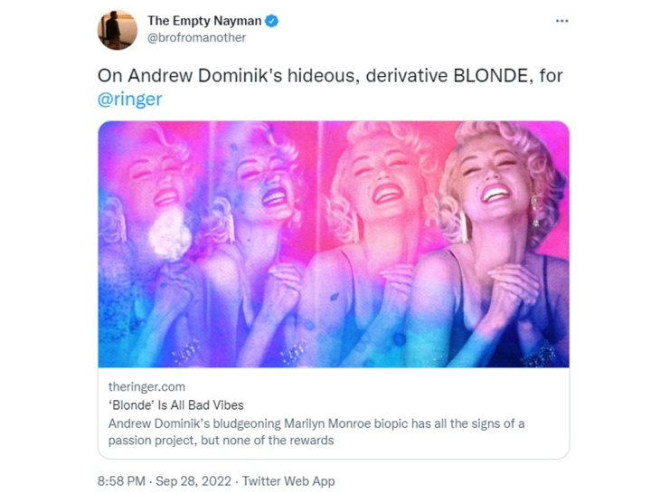 Jadi Nomor 1 di Netflix, 'Blonde' Tuai Kritik