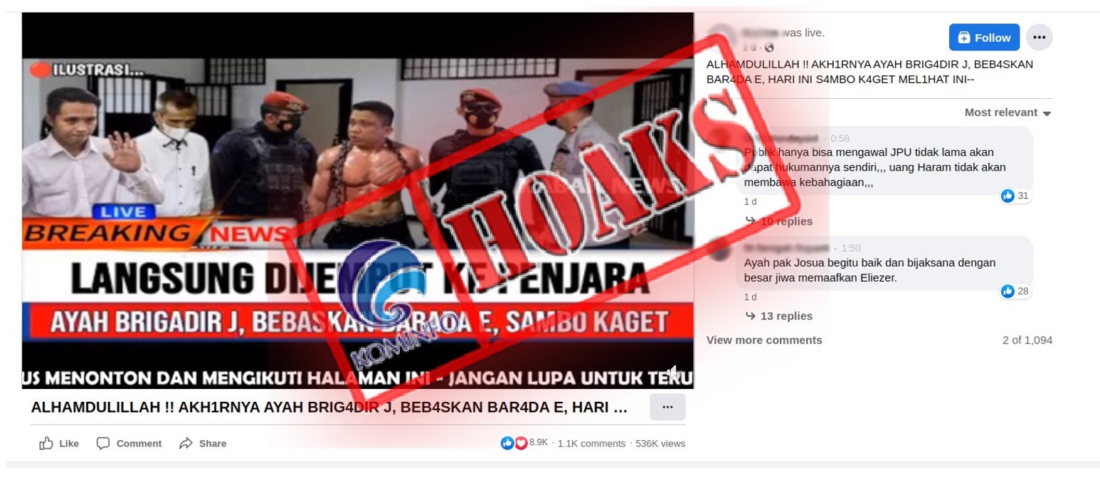 [HOAKS atau FAKTA]: Ayah Brigadir Yosua Bebaskan Bharada Richard dari Penjara