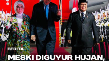 Meski Diguyur Hujan, Presiden Prabowo Sambut Presiden Turkiye Erdogan