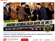 [HOAKS atau FAKTA]: Anies Lengser, Ahok Kembali ke Balai Kota