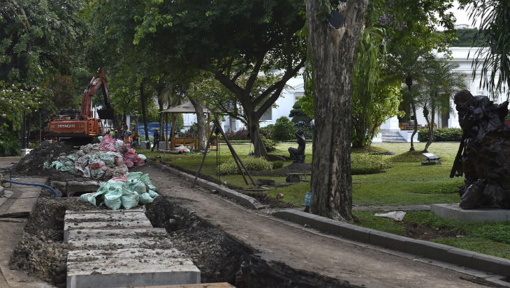 Proyek Perbaikan Drainase Istana Kepresidenan Segera Selesai