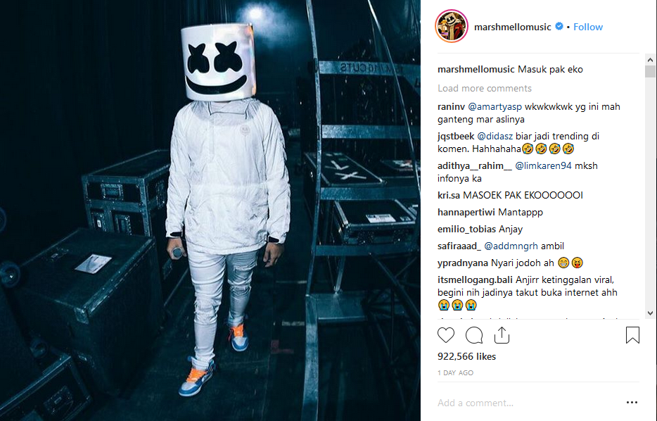 Postingan Marsmello terkain Pak Eko (Screenshoot Instagram)