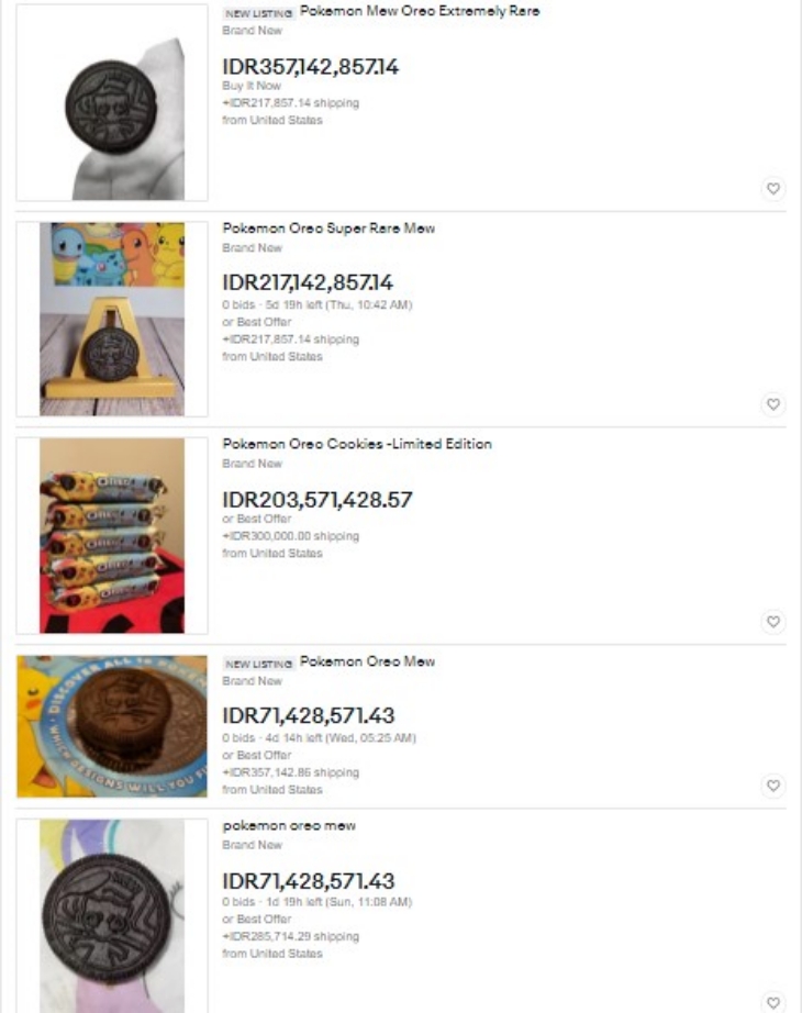 (Beberapa Pokemon Oreo yang dijual dengan harga fantastis di eBay. (Foto: eBay)
