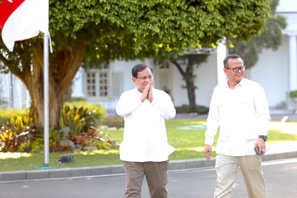 Prabowo dan Edhy Prabowo. Foto: Twitter/@Gerindra