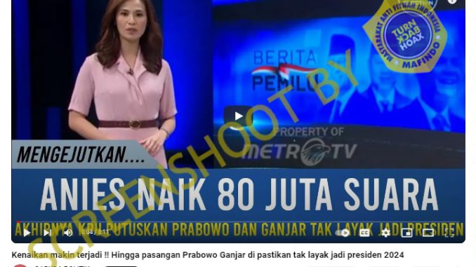 [HOAKS atau FAKTA] : Anies Naik 80 Juta Suara, KPU Putuskan Prabowo dan Ganjar tak Layak Jadi Presiden