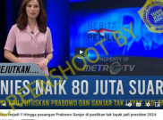 [HOAKS atau FAKTA] : Anies Naik 80 Juta Suara, KPU Putuskan Prabowo dan Ganjar tak Layak Jadi Presiden
