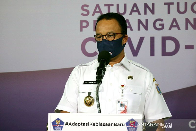 Gubernur DKI Jakarta Anies Baswedan pada konferensi pers di Media Center Satgas Nasional, Rabu (26/8/2020). ANTARA/Tim Komunikasi Publik Satuan Tugas Penanganan COVID-19/pri. (ANTARA/Tim Komunikasi Publik Satuan Tugas Penanganan COVID-19)
