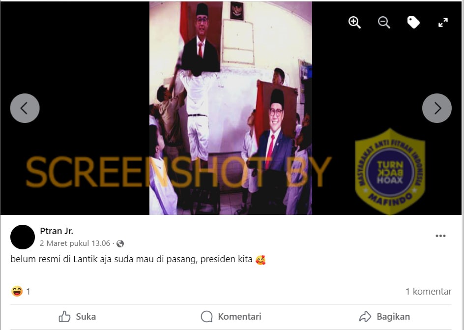 [HOAKS atau FAKTA]: Foto Anies-Imin Dipasang Sebagai RI 1 dan 2 di Sekolah
