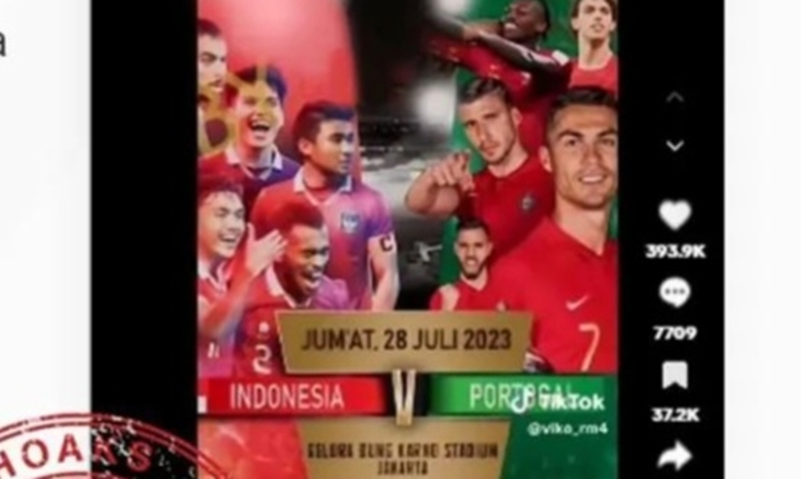 [HOAKS atau FAKTA]: Indonesia Uji Coba Lawan Portugal pada 28 Juli 2023