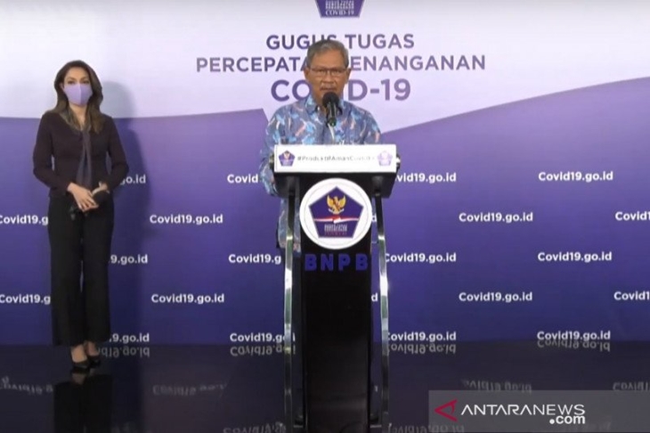 Tangkapan layar Juru Bicara Pemerintah untuk Penanganan COVID-19 Achmad Yurianto dalam konferensi pers di Graha BNPB, Jakarta, Rabu (8/7/2020). (ANTARA/Prisca Triferna)
