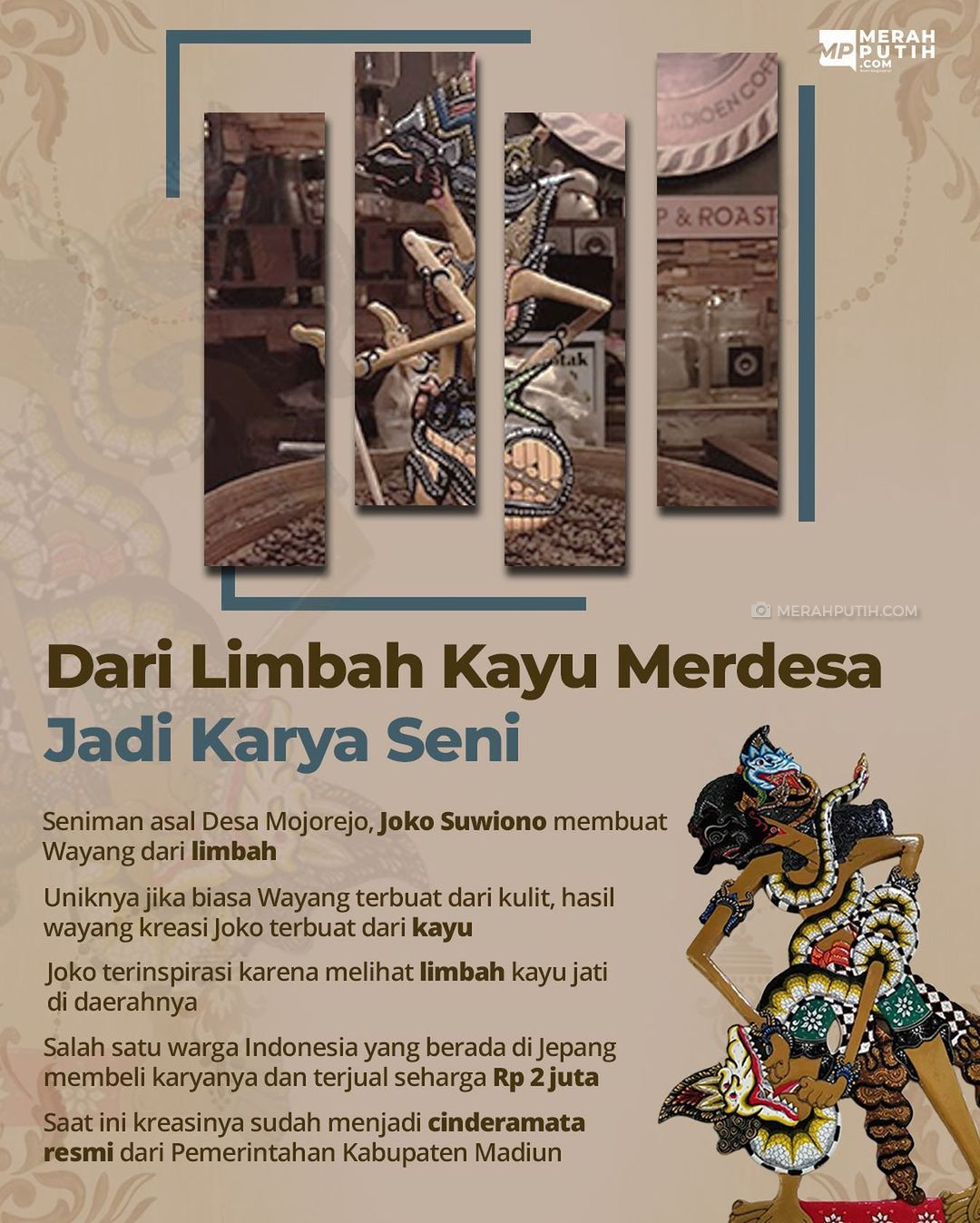 Dari Limbah Kayu Merdesa Jadi Karya Seni