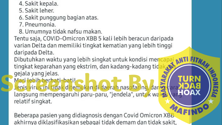 [HOAKS atau FAKTA]: COVID-19 Subvarian XBB Mematikan dan Sulit Terdeteksi