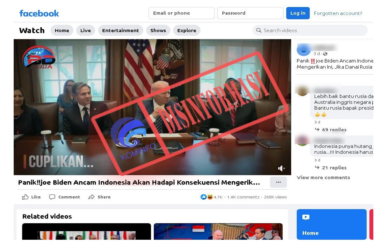 [HOAKS atau FAKTA]: Biden Ancam Indonesia