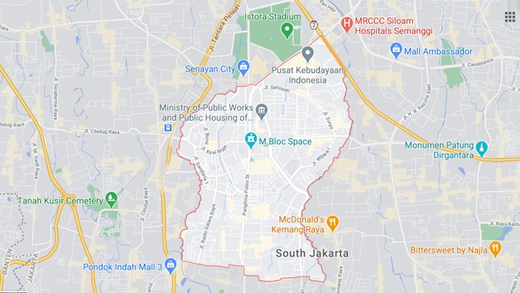Peta Kebayoran Baru, Jakarta Selatan. (Foto: MP/Google Maps)