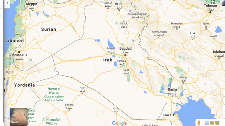 Tangkapan layar peta wilayah Baghdad, Irak. (Foto: MP/Google Maps)