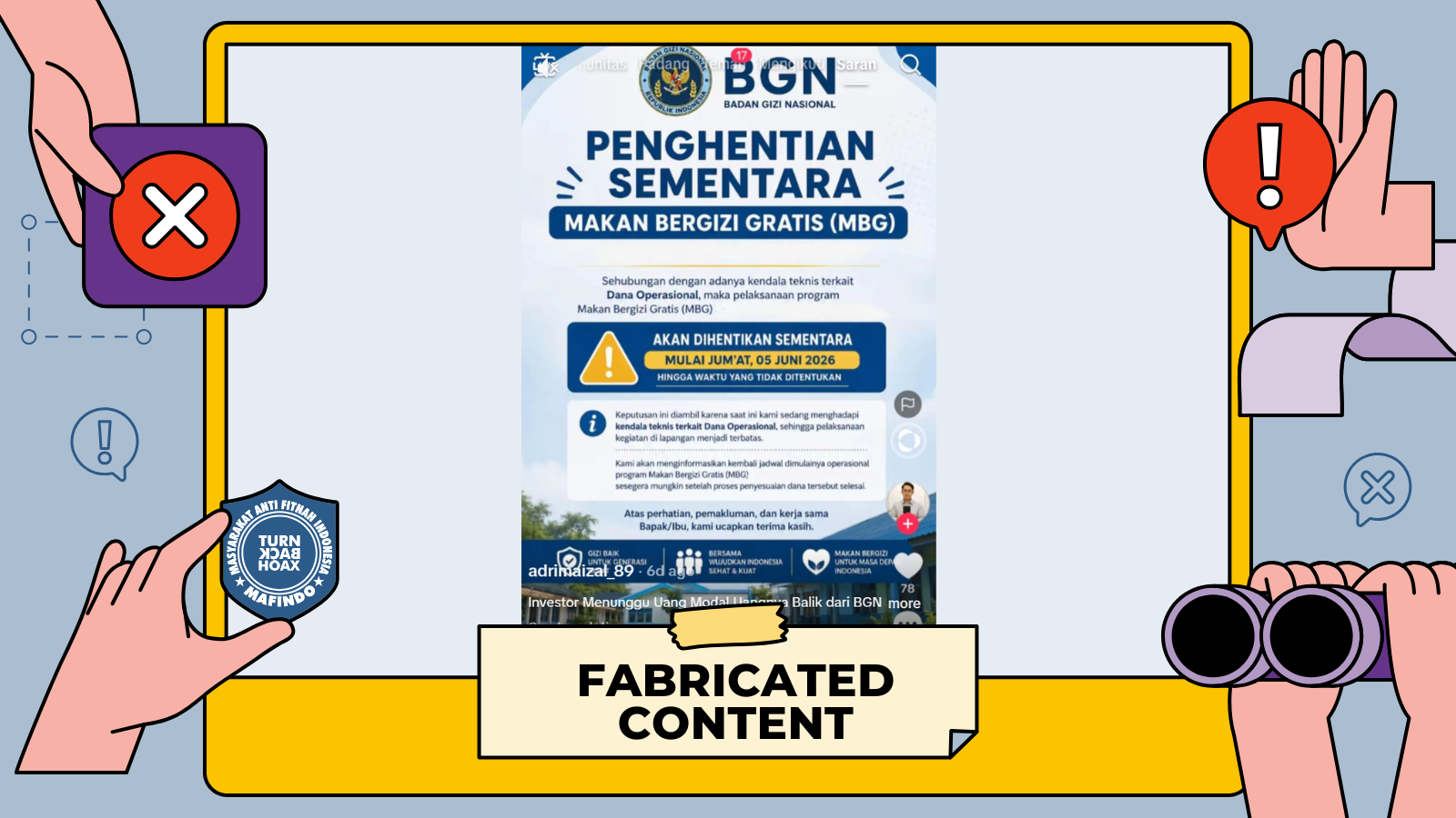 [HOAKS atau FAKTA]: Benarkah Program MBG Dihentikan Karena Dana Operasional?