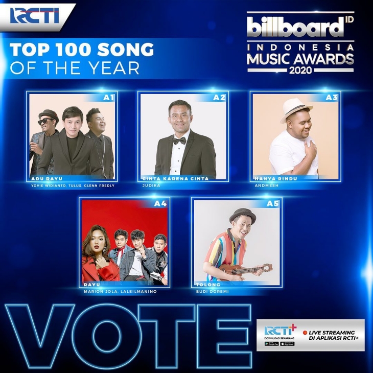 Nominasi Billboard Indonesia Music Awards (Foto: Instagram/@billboard_ina)