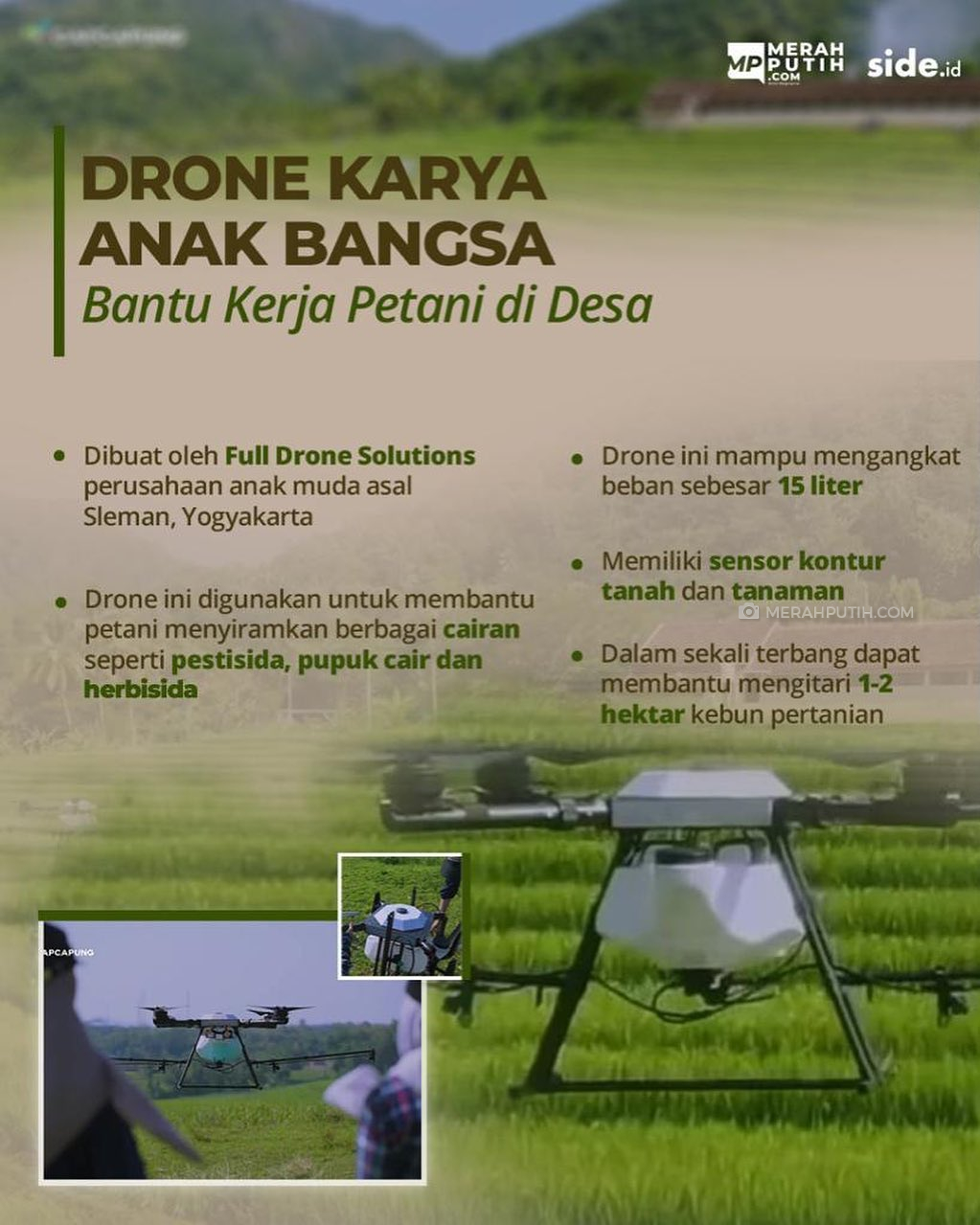 Drone Karya Anak Bangsa Bantu Kerja Petani Di Desa 